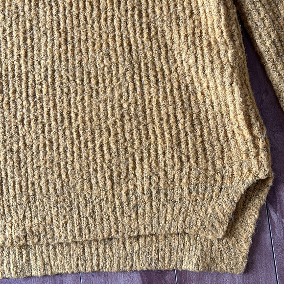 BRAVE SOUL💫Women’s Mustard Yellow Mock Neck Long Sleeve Ribbed Knit Sweater - Picture 5 of 9